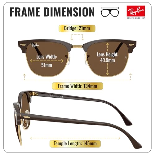 Image of Ray-Ban RB3016 CLUBMASTER CLASSIC Square Shaped Sunglasses for Men & Women with Official RAYBAN Eyewear Kit