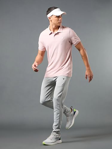 Image of TECHNOSPORT Men's Solid Slim Fit Polo Collar T-Shirt MATPIQ Half Sleeve Button Polyester for Gym Running Workout UPF50+ Anti Odour