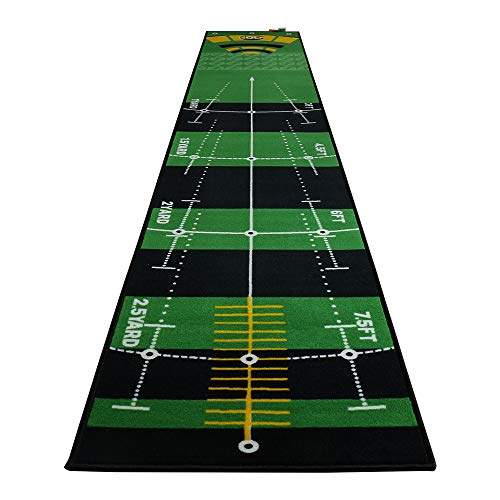 Symbiontia Golf Putting Green Mat 10 ft X 20 in Training Aid Mat Multi Distance Mark Practice Putting mats Anti-Slip Backing Golf Putting mat for Indoor/Outdoor Hitting Mat for Golf Enthusiast