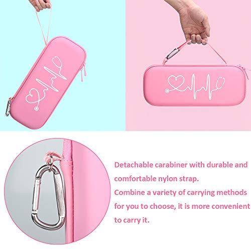 Image of BOVKE Stethoscope Case for 3M Littmann Classic III Monitoring /Lightweight II S.E /Cardiology IV Diagnostic /MDF Acoustica Stethoscopes, Mesh Pocket for Doctor & Nurse Accessories, Pearl Pink