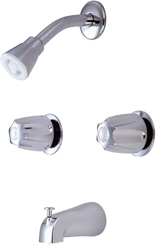 Kingston Brass KF112 Americana - Válvula central para bañera y ducha de 8.0 in, con mango doble, cromo pulido
