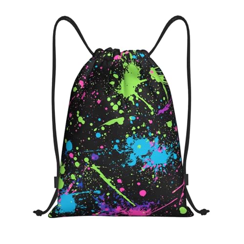 Paint Splatter Pattern Drawstring Backpack Bag Gym Backpack Basketball Bag For Women Men
