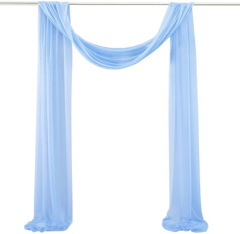 KeuLen Wedding Arch Draping Fabric,50 * 570cm 10PCS Wedding Arch Draping Fabric Chiffon Arch Drapes for Party Outdoor Decor Table Runner Sheer (Color : Denim Blue)