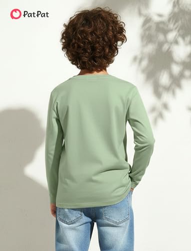 Image of PATPAT Boys Long Sleeve Shirts Cotton Solid Crew Neck Basic Shirts 5-16 Years