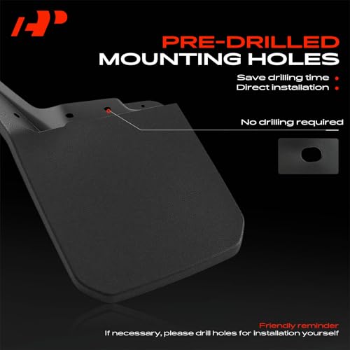 Image of A-Premium Mud Flaps, No Drilling Required Splash Guards with Accessories | Compatible with Jeep Gladiator JT Series Willys /Sport , Set of 2 Front side