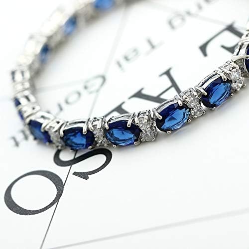 Hanie Tennis Bracelet for Women, White Gold Plated Tennis Bracelet Bangle with AAAAA Cubic Zirconia Crystal, 3 Color Red/Blue/Green Bracelets, Gift for Mother Wife Girlfriend on Bithday Mothers Day