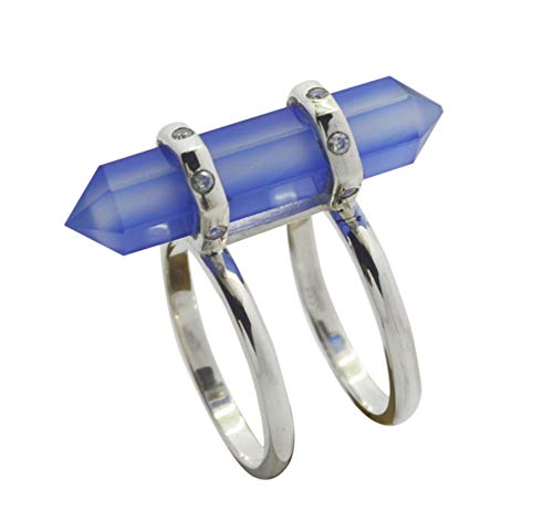 Bague bleu chalcedon argent 925er bijou naturel femme