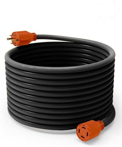 BougeRV 30 Amp 40 Ft Generator Power Cord for Manual Transfer Switch Nema L14-30 10 Gauge, Heavy Duty Electric Extension Wire 4 Prong 10 Gauge SJTW Cable 125/250V 7500 Watts for Champion