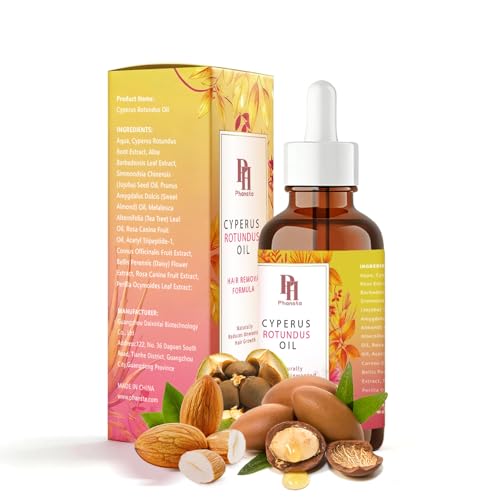 Cyperus Rotundus Oil for Hair Removal, Natural Hair Growth Inhibitor,Moisturizing & Soothing Cyperus Oil for Reducing Body Hair Growth, Hair Removal Oil Ideal for All Skin Types 60ml