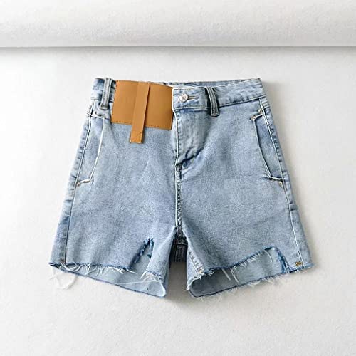 Short en denim taille haute gainant à bords bruts pour sculpter la silhouette - 3