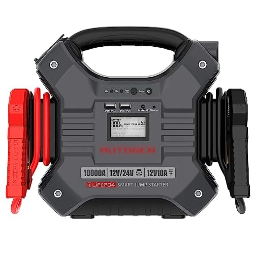 AUTOGEN 12V & 24V Jump Starter 10000Amp Lithium Iron Phosphate (LiFePO4) Battery, Booster Jumper Box with Smart LED Screen Built-in LED Light