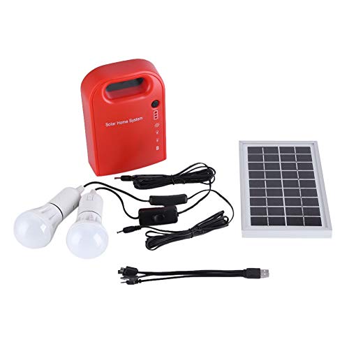 Vobor Solar Lighting Kit - Portable Home Outdoor Solar Energy USB Charging 2 LED Bulbs Power Generation Lighting System for Home Outdoor