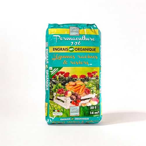 Permaculture 7.76® Engrais Organique en Granulés pour Légumes Racines et Rosiers, 20L, 10kg