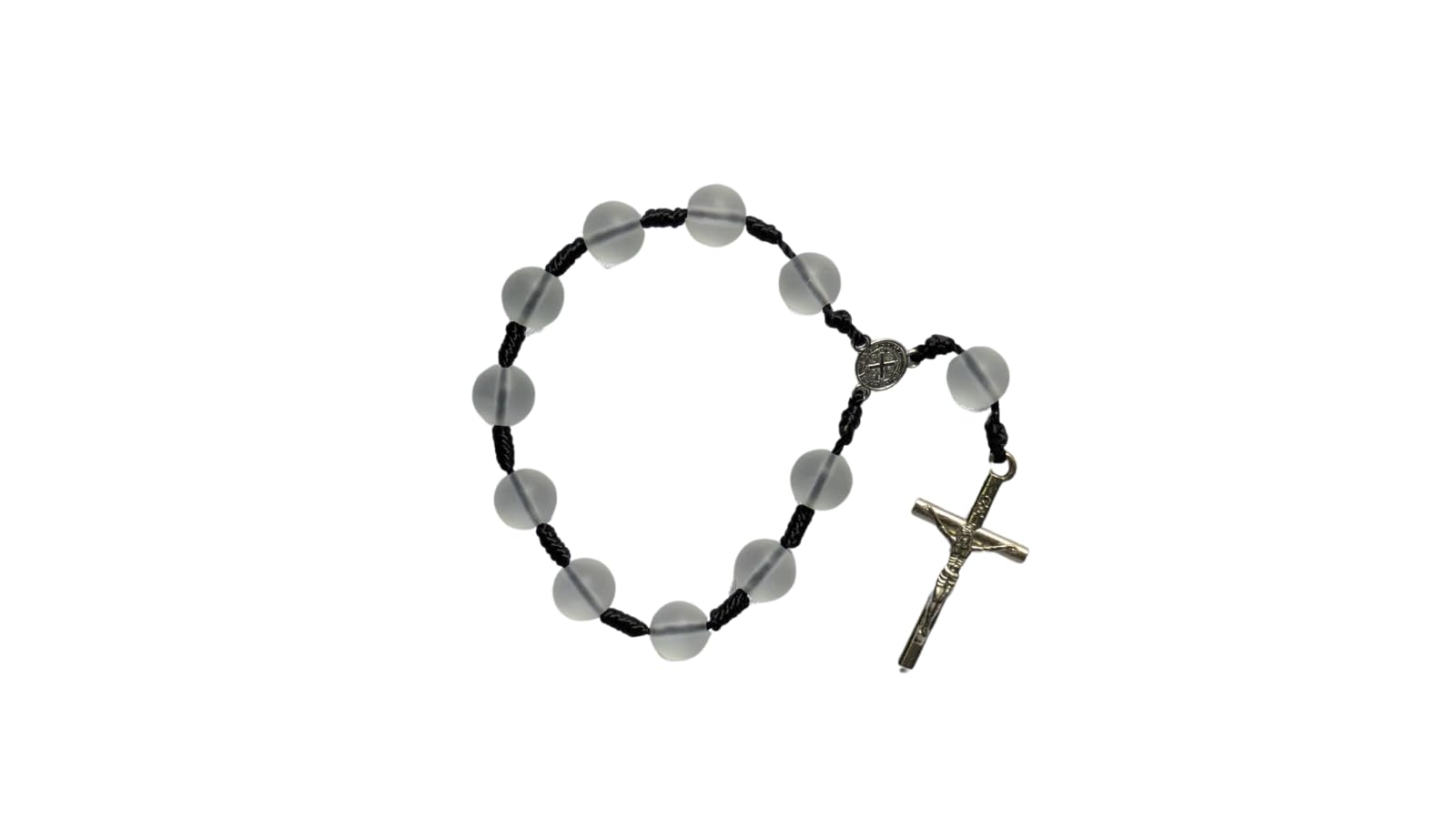 Slymet - Handcrafted Catholic Decade Rosary with 8mm Transparent Ice Beads & 4cm Metal Cross | Pathumony Kontha | Japamala | Kontha for Daily Prayer | Small Travel Rosary for Men & Women-image-27