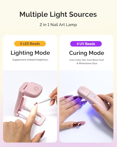 Image of MelodySusie Cordless UV Nail Lamp with Fold-Out Stand,P-Art09F Foldable UV Light with 2-in-1 Lighting & Curing Function, Rechargeable, Flash Cures All Soft Gels Especially Half-Cured, Base & Top Coat