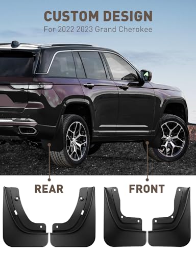 Image of Mud Flaps Fit Grand Cherokee 2023 2022 Front and Rear Splash Guards no Drilling Required Mud Flaps Compatible with 5th Generation Jeep Grand Cherokee (Non-L) 2022-2024 Accessories Set of 4