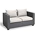 Allibert Gartenbank Outdoor Sofa in Rattanoptik 2 Sitzer as UV-beständigem Material Lounge Sofa für Garten Terasse Balkon Couch Rattanmöbel Gartenmöbel Wetterfest Salta 2-Sitzer mit Kissen Anthrazit