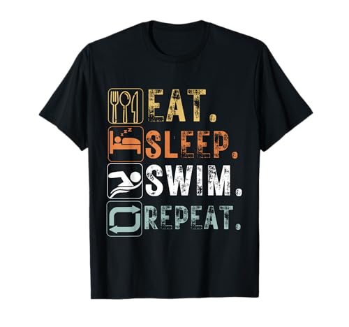 Vintage Eat Sleep Swim Repeat Funny Design Eat Sleep Swim T-Shirt