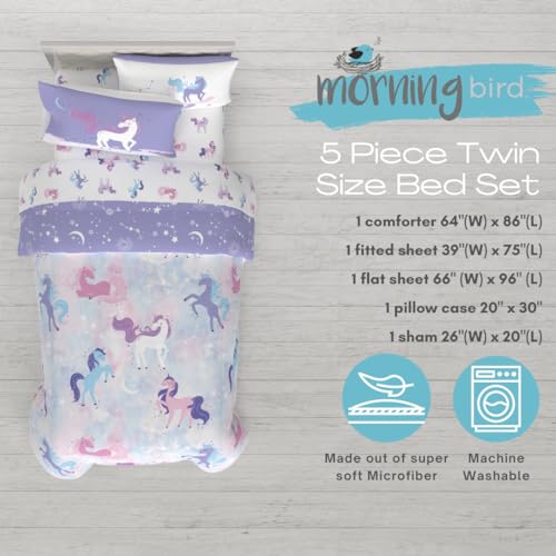 image for Franco Morning Bird Unicorns Astrology Kids Bedding Super Soft & Cozy 
