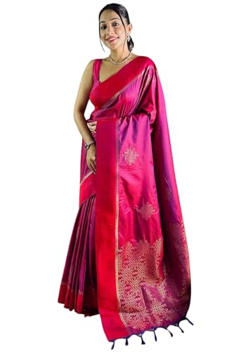 Image of SGF11 Women's Kanjivaram Pure Soft Silk Saree With Unstiched Blouse Piece