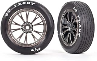 Traxxas 9474A Tires & Wheels, Assembled, Glued (Weld Satin Black Chrome Wheels, Tires, Foam Inserts) (Front) (2)