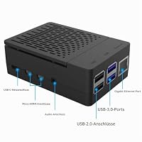 GeeekPi ABS Gehäuse mit 18W 5V 3.6A USB C Netzteil für Raspberry Pi 4, Pi4 Gehäuse mit 40 mm PWM Lüfter & 4 Stück Kühlkörper für Raspberry Pi 4 Model B 2GB/4GB/8GB – Ansicht 4