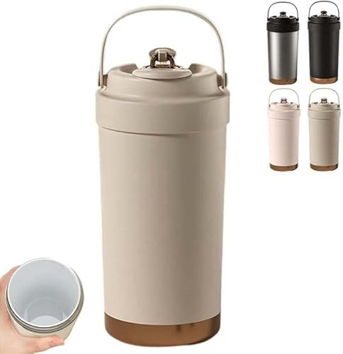 タンブラーセラミック ストロー付き保温 保冷 直飲み 蓋付き こぼれない タンブラー 持ち運び 漏れ防止 コーヒー 牛乳 豆乳 大容量 水筒 真空断熱ステンレスマグボトル (2,750ml)