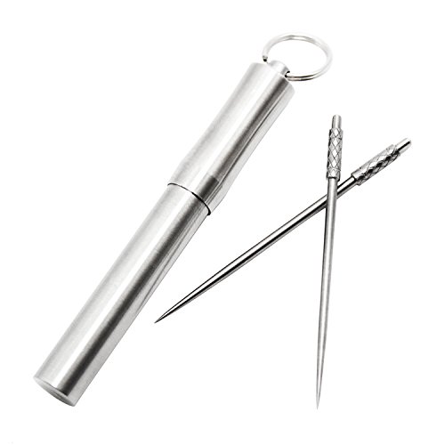 PPFISH Pocket Toothpick Holder keychain - Waterproof Metal Toothpick Box Container & 2 Titanium Toothpick Ultralight Travel Kits