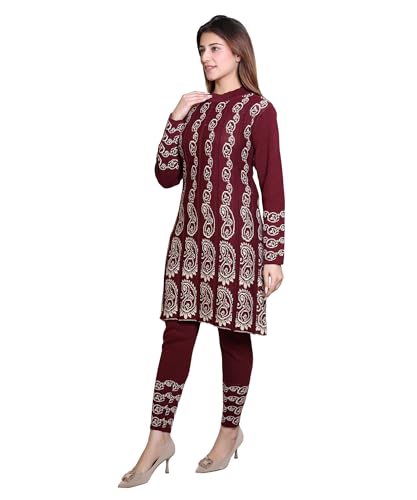 Image of Grand Line Women's Acrylic Woolen Winter Wear Warm Kurta with Palazzo Set