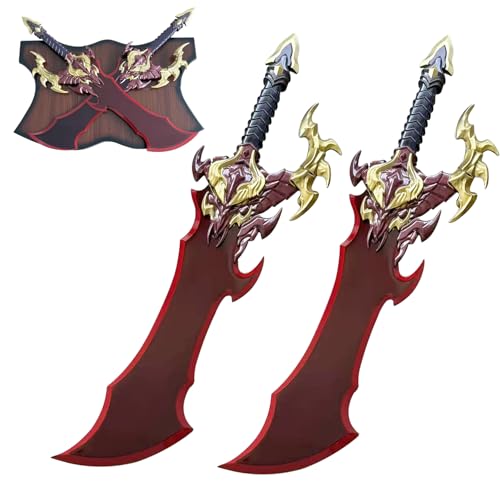 COSWOR Anime Baran Dual Swords Two Piece Set with Display Plaque for Collection Cosplay