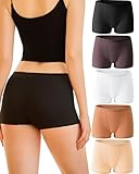 ALL OF ME 5er Pack Boxershorts Damen Baumwoll Unterwäsche Damen Elastisch Rippenbaumwolle Atmungsaktiv Weiche Panties Hipster Mehrpack S