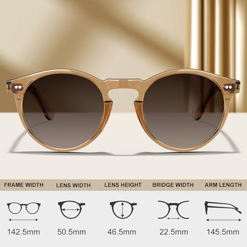 Image of CARFIA Vintage Round Polarized Sunglasses for Men Handcrafted Acetate Frame