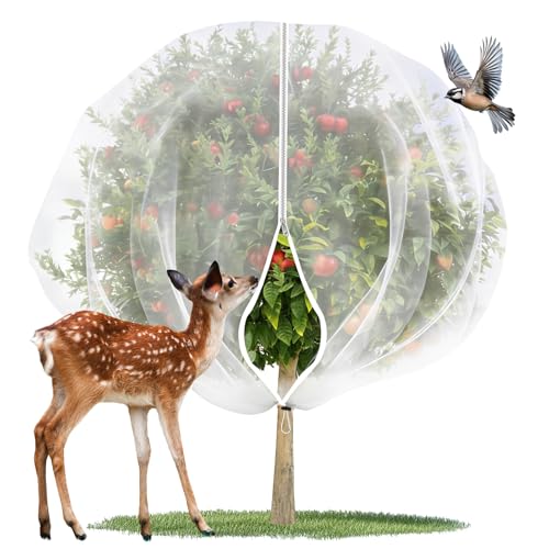 X-Kingsun 12X12 Feet Large Fruit Tree Netting Garden Netting with Zipper and Drawstring Plant Netting Insect Bird Cover for Fruits Vegetables Tree Garden Shrubs Protection