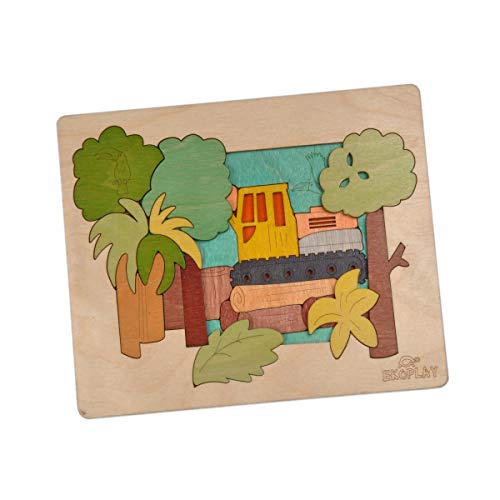 Rainforest Demolition Multilayered Wooden Puzzles for Kids, Multicolor - Image 2