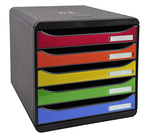 Exacompta - Réf. 3097298D - BIG BOX PLUS - Caisson 5 tiroirs pour document A4+ - Dimensions extérieures : Profondeur 34,7 x largeur 27,8 x Hauteur 27,1cm -...
