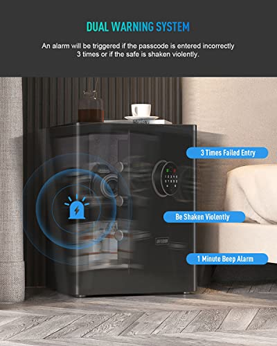 Aifeibao Deluxe Touch Screen Small Fireproof Safe Box Caja Fuerte Home Security Safes With Biometric Fingerprint Hidden Password, Digital Safe For Office Hotel Dorm Money(0.8 Cubic Feet Black) #TOP4