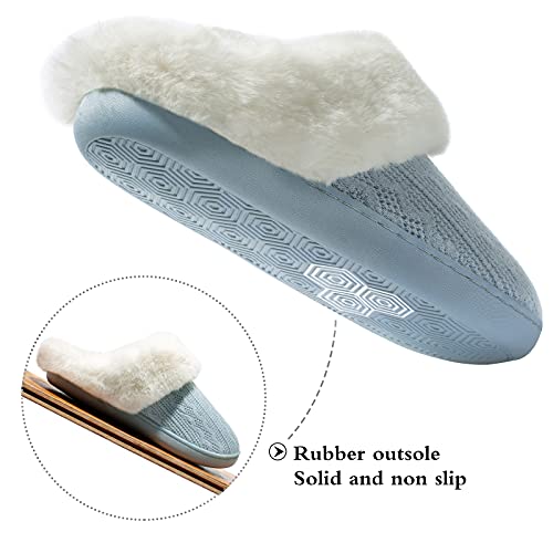 Womens Cozy Fuzzy Plaid House Slippers Memory Foam Slip on Indoor Outdoor4