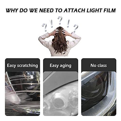 12 X 48Inch Car Light Tint Film, Cuttable&Stretchability Car Headlight Taillight Fog Light Vivid Vinyl Wrap Protector,Non-Marking Self-Adhesive Decals Car Decor (Matte Black) #TOP6