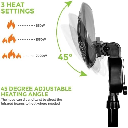 ® Patio Heater 2KW Free Standing Garden Heater Outdoor with Adjustable Heigh… thumbnail 3