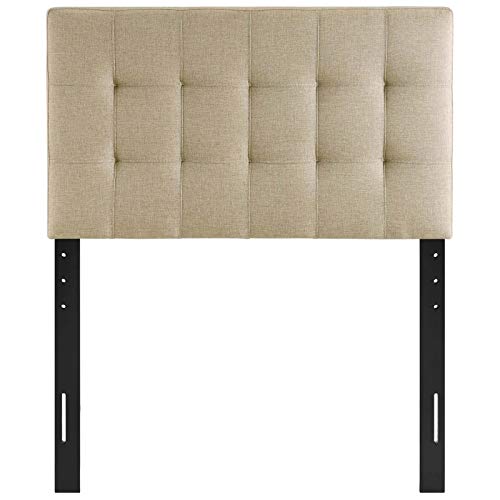 Image of Modway Lily Tufted Linen Fabric Upholstered Twin Headboard in Beige