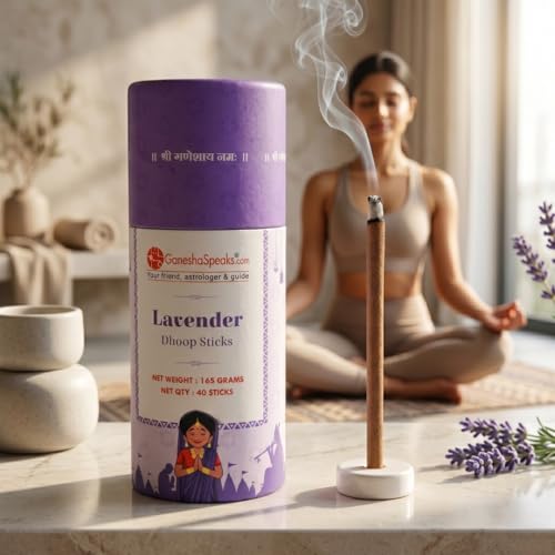 Image of GaneshaSpeaks Bambooless Dhoop Sticks with (Lavender + Rose) Fragrance | 80 Pieces(Pack of 2) | Handcrafted by Skilled Artisans | Eco-Friendly | Pure Aroma | Free Ceramic Stand