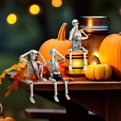 Set 3 Estatuas Halloween Calavera con Calabaza y Tumba miniatura 2