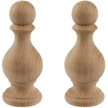 2 حزمة زخرفية الخشب Finials، 4.72 طويل القامة &times; 2 "واسعة للسرير آخر Finials الستار رود السلالم DIY الحرف اليدوية الانتهاء من الخشب Finials للاستخدام في الأماكن المغلقة الديكور المنزلي