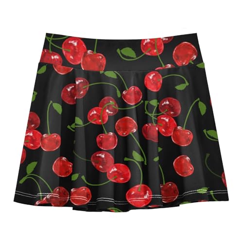 visesunny Girls Flowy Pleated Skirt Cherry Tennis Golf Fashion Short Skorts for Casual Dance Outfit