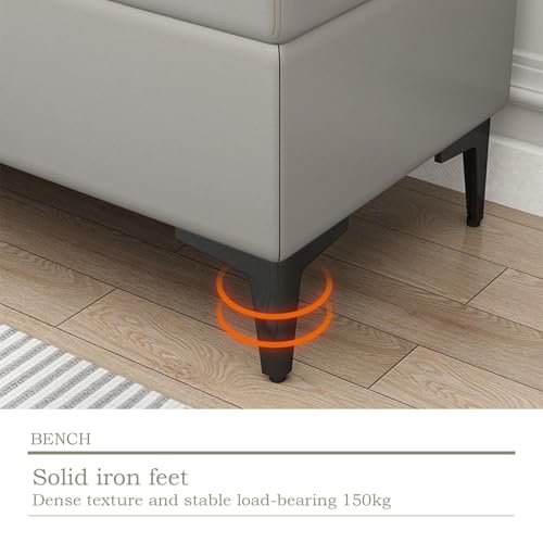Descalzadora con Almacenaje, Banco Entrada Recibidor con Asiento, Banco Zapatero Moderno para Sala de Estar, Dormitorio, Pie de Cama(Orange,160CM) - imagen 6