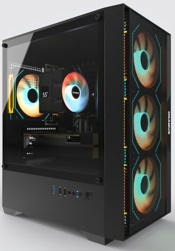 OKAMUS Gaming PC, i7 CPU Up to 4.0GHz, RX 590 2304 SP 8GB DDR5 Graphics Card, 512 GB M.2, 16 GB RAM Pre-Built Computer, ARGB Fans x 4, Win 11 Home，WiFi 6 + BT 5.3, 550W PSU (RX 590+512GB+16GB)