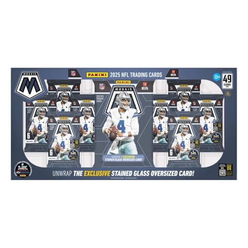 2025 Panini Mosaic Football Flagship Collection Trading Card Box (1 Stained Glass Oversized Card Per Box)