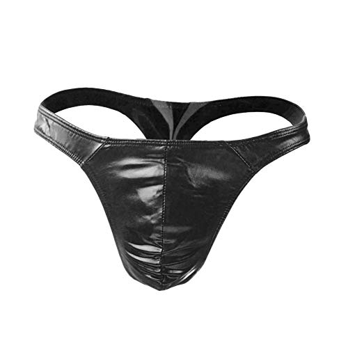 AGJGFM Men's Faux Leather Throng PVC PU G String T-Back Underwear