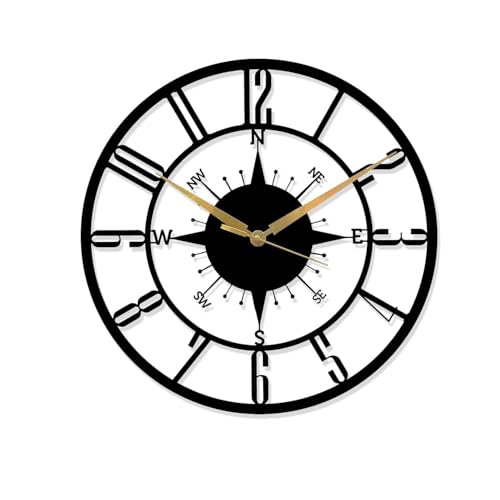 Metal Wall Clock for Home Stylish Latest, Antique Modern Big Size Designer Wall Watch for Living Room, Bedroom, Hall, Office (Black, 40 cm) DA-100