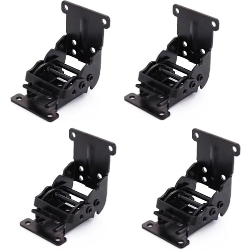 4pcs Heavy Duty Folding Table Hinges 90° Self-Locking, 0-180° Adjustable Leg Brackets for Foldable Desk/Workbench - Cold Rolled Steel with Screws​(Black)